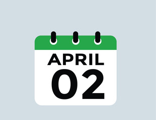  april 2 calendar icon Date Month calendar icon vector illustration
