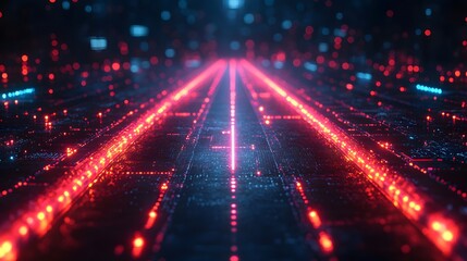 Illuminated abstract road with network graphic lines symbolizing global communication and social media, 3D render