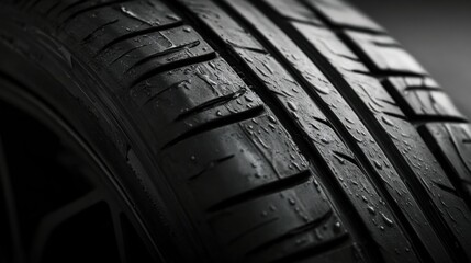 Close-up of a car tire, symbolizing transportation and movement