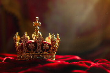 Fantastic beautiful king or queen crown from gold material for coronation