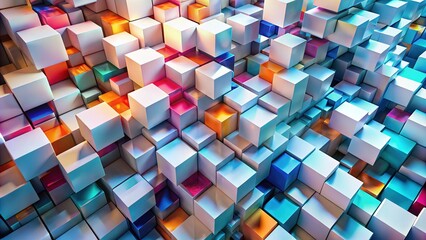 Abstract Drone Shot: Stacked White Cubes 3D