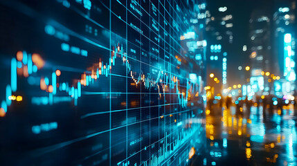 Fototapeta premium Blue and Orange Stock Market Chart Illustration