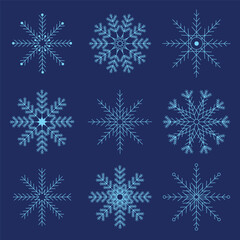 Flat design line snowflakes icon set. Vector