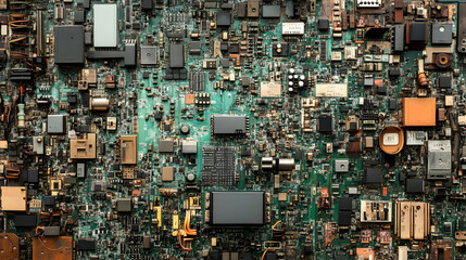 Abstract Circuit Board Background - Green and Black Electronics Texture