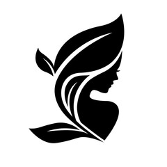 Beauty woman hair leaf logo ,beauty nature hair icons, salon symbol, spa logo, beautiful girl icon, beauty cosmetic, eco fashion, makeup, hairdressing girl vector isolated on transparent background.