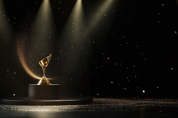 Fototapeta premium Golden Trophy with Radiant Light and Sparkling Effect