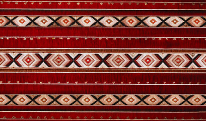 A colorful patterns knitted wool vintage arabian bedouin sadu rug