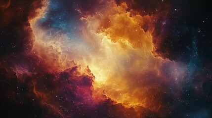Fototapeta premium Beautiful cosmic nebula with vibrant colors and stars captured in deep space during the night