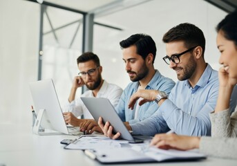 Collaborative Team Working on Project