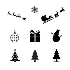 クリスマスにまつわるイラストのシルエット