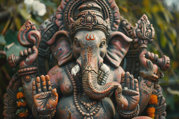 Greeting card with bright holiday composition for Ganesh Chaturthi