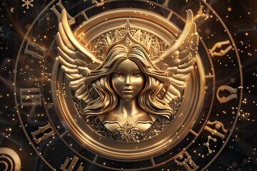 Obraz premium Astrological composition with concept of Virgo zodiac sign symbol