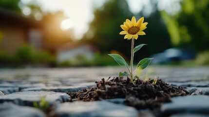 Resilient Flower Growing in Paved Space