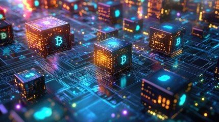 Obraz premium Internet of Things, Blockchain Concept