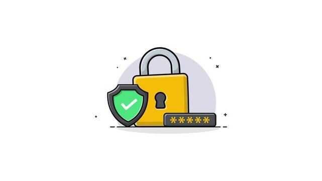 4k Lock with Shield. Strong Security Concept Animation Video 