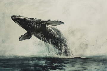 Fototapeta premium Fantastically beautiful majestic huge whale in ocean