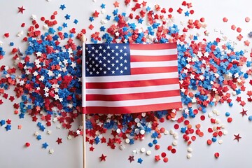 Obraz premium Festive USA Flag Peeking from Confetti - Independence Day Celebration