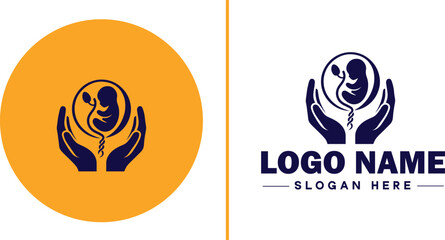 Infertility Clinic icon Fertility clinic Reproductive clinic IVF clinic flat logo sign symbol editable vector