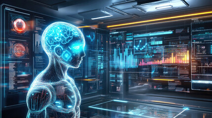 Technology driven indoor holographic projection robot and brain