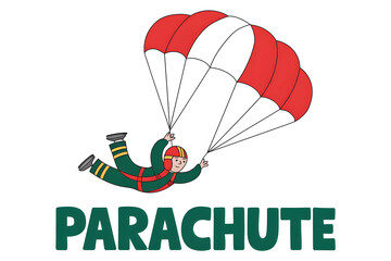 Colorful Cartoon Skydiver with Parachute Design