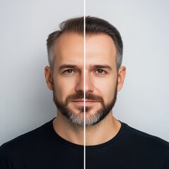 Digital portrait of a man with full hair indoor studio editorial photography modern style close-up view personal branding