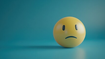 A yellow sad face emoji on a blue background, symbolizing sadness.