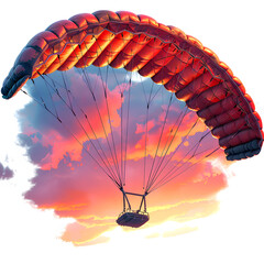 sunset skydiving highlighted by white, png