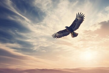 Majestic Hawk Soaring Against a Beautiful Sky
