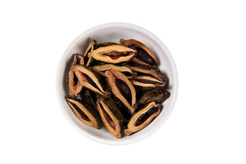 dried betel nuts snack isolated on white background.