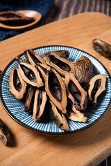 dried betel nuts snack isolated on table.