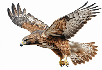 Fototapeta premium Common buzzard in flight with open wings
