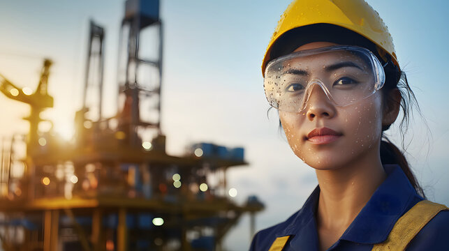 Inspired and Determined Female Engineer Embracing Challenges in Southeast Asia's Dynamic Work Environment with Focus and Confidence