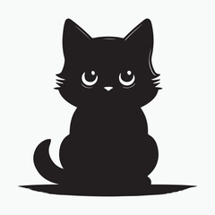 a cute cat vector silhouette.eps