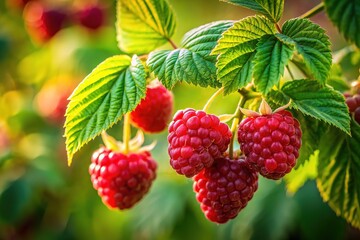 Luxurious Raspberry Branch, High-Resolution Studio Photography