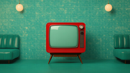 Retro Wooden TV in Inviting Vintage Room