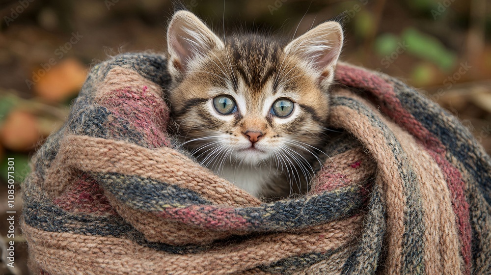 Aufkleber adopted kitten nestled in volunteers arms at an animal shelter radiating warmth and compassion with 
