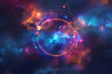 Obraz premium Astrological composition with empty starry sky for zodiac sign symbol