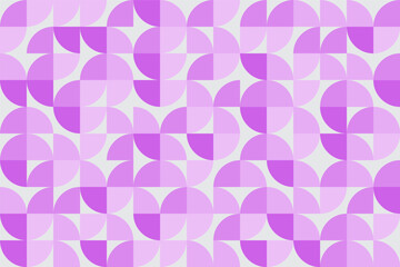 Fototapeta premium Arrangement of quarter circle pieces in purple and lilac color palette on white background. Abstract geometric pattern background.
