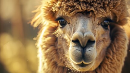 Obraz premium Capturing the Gentle Gaze of an Alpaca