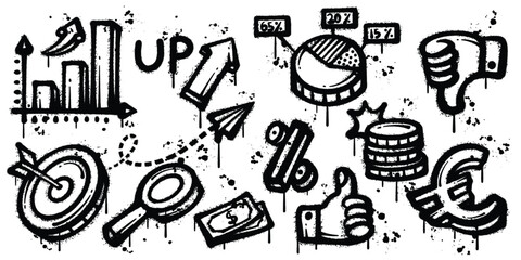 Set of graffiti spray paint business idea elements vector illustration