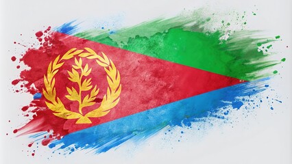 Modern Eritrean Flag Brush Splash Drone Photo