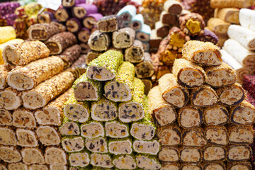 Close-up of Swirly and Colourful Turkish Delights