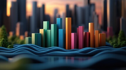 Obraz premium Holographic Bar Chart with Property Values