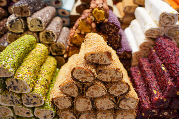 Close-up of Swirly and Colourful Turkish Delights