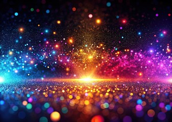 Obraz premium Neon Luminous Particles Banner Silhouette