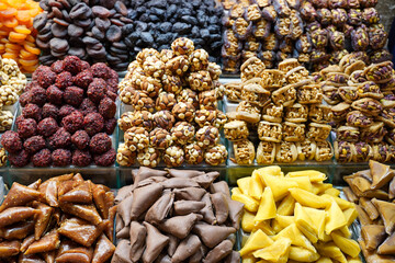 Traditional Turkish Delight Sweets at the Grand Bazaar in Istanbul