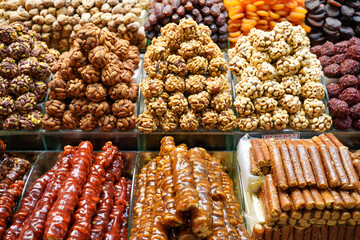 Traditional Turkish Delight Sweets at the Grand Bazaar in Istanbul