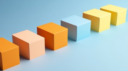 Fototapeta premium Colorful blocks arranged in a harmonious line.