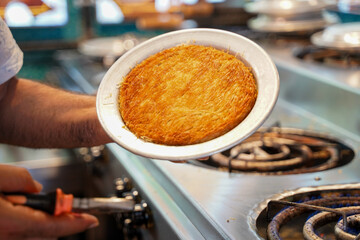Freshly made Künefe or Knafeh, Istanbul, Turkey