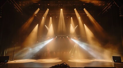 A stage set up with dramatic lighting, ready for a performance or concert.